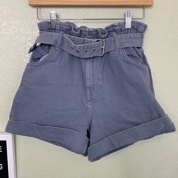 Forever 21 Women’s Ruffled Belted Y2K Blue Shorts Size Extra Small - Picture 2 of 10